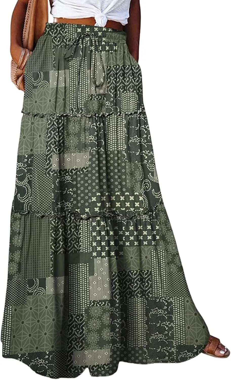 Boho Flowy Skirts for Women Maxi Floral High Waisted Tiered Long Skirts Ladies Casual Bohemian Summer Clothes 2025