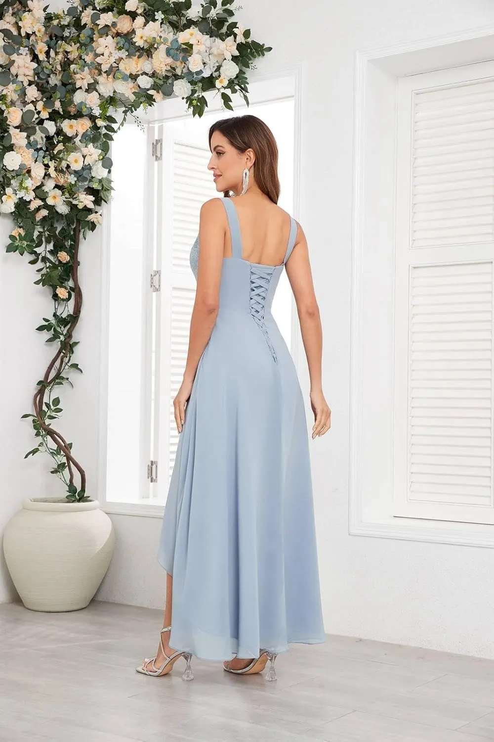 BONOYUER 2 Piece Tea Length Mother of The Bride Dresses for Wedding 3/4 Sleeve Formal Dress with Jacket