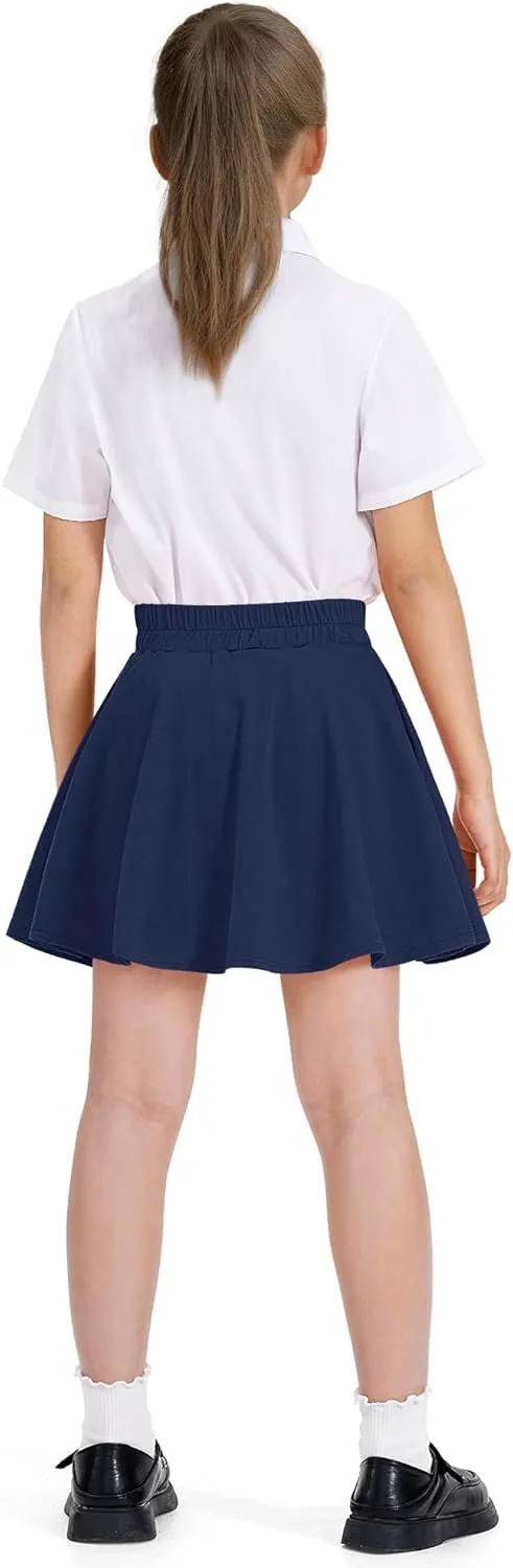 BOOPH Girls Skirts Kids Casual Mini Skorts Toddler Athletic Uniform Skirts with Pockets