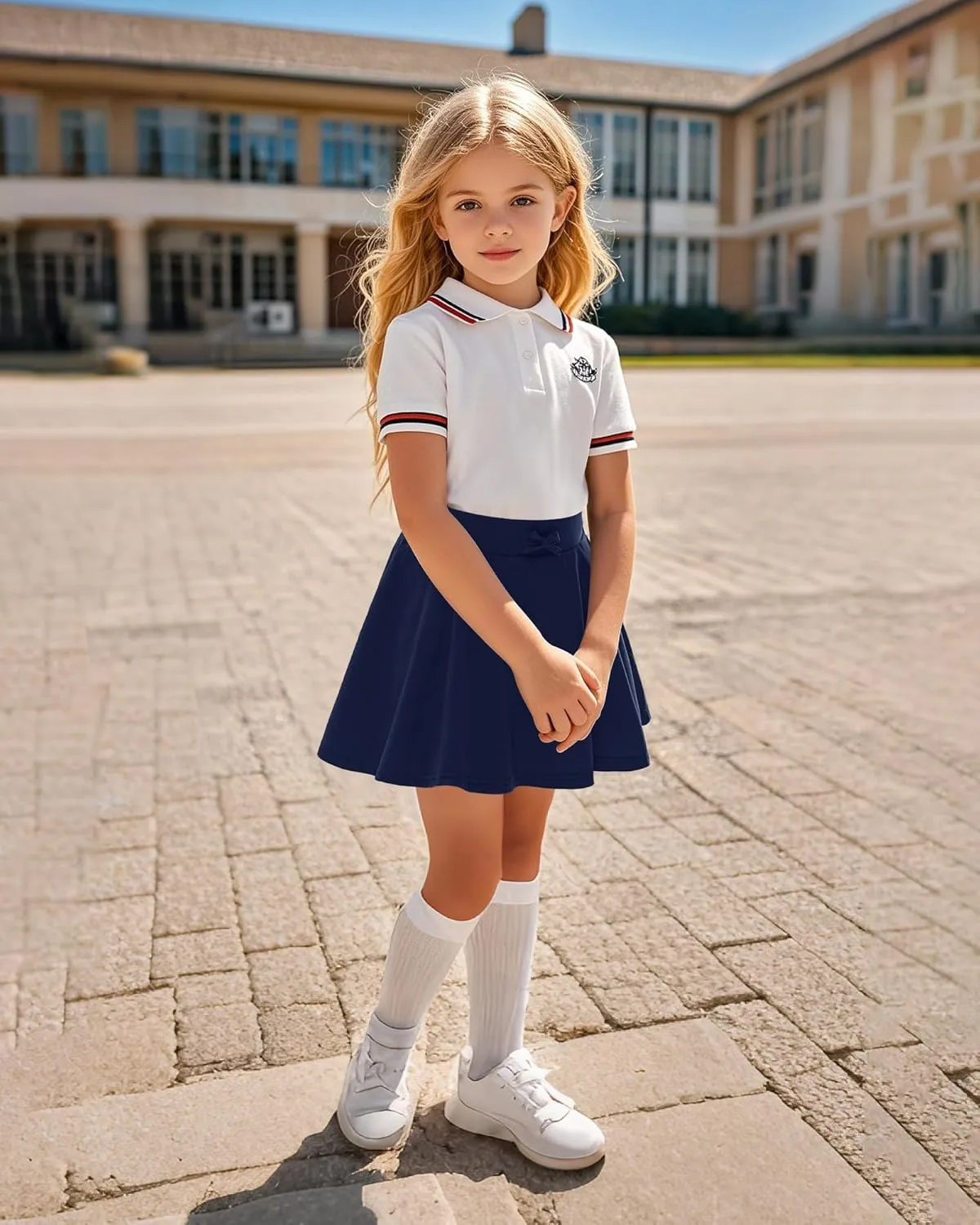 BOOPH Girls Skirts Kids Casual Mini Skorts Toddler Athletic Uniform Skirts with Pockets