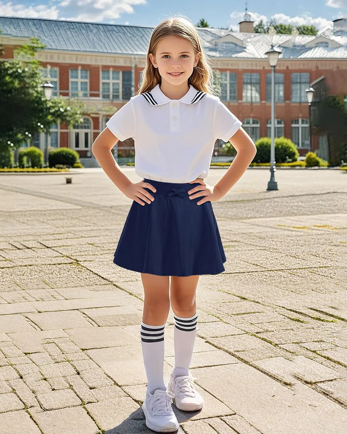 BOOPH Girls Skirts Kids Casual Mini Skorts Toddler Athletic Uniform Skirts with Pockets