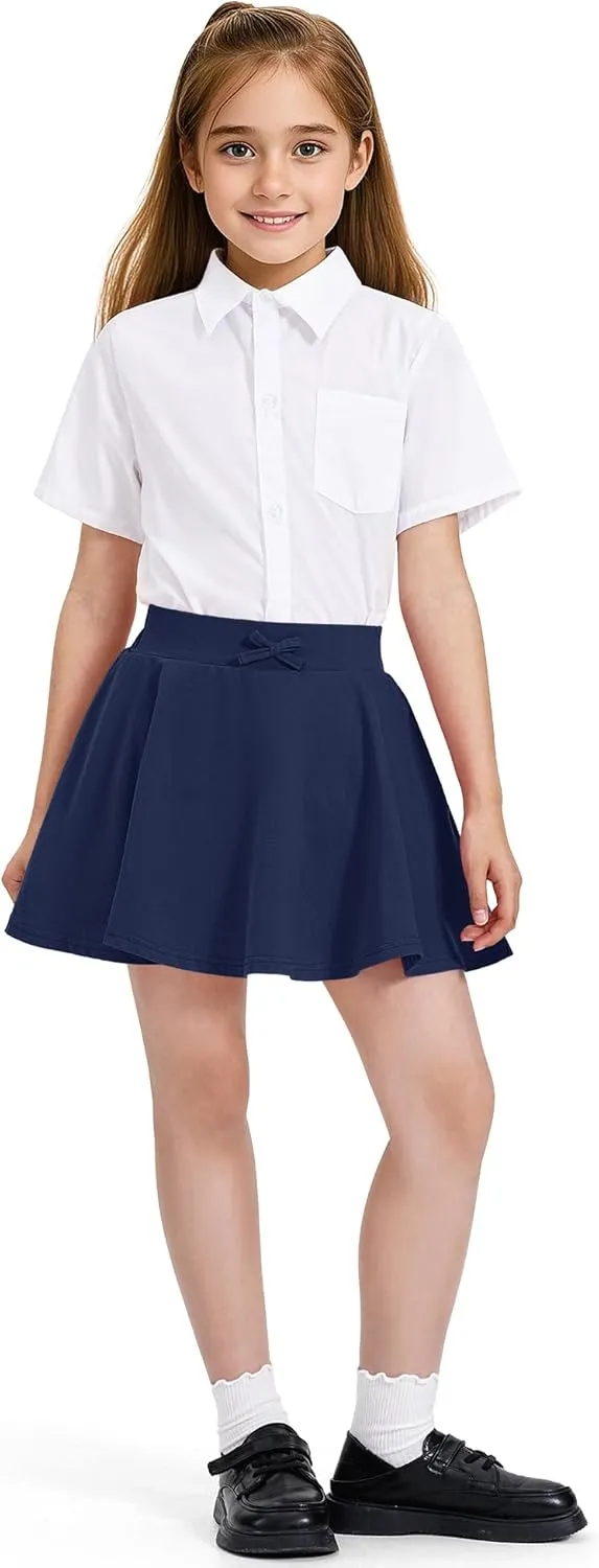 BOOPH Girls Skirts Kids Casual Mini Skorts Toddler Athletic Uniform Skirts with Pockets