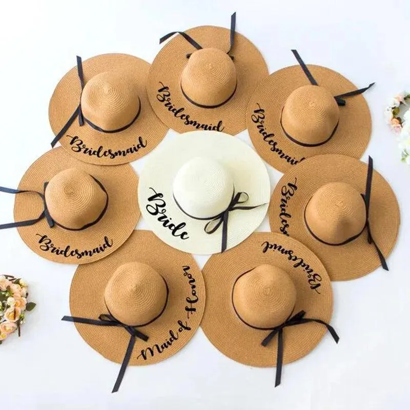 bride   bridesmaid bow floppy hats