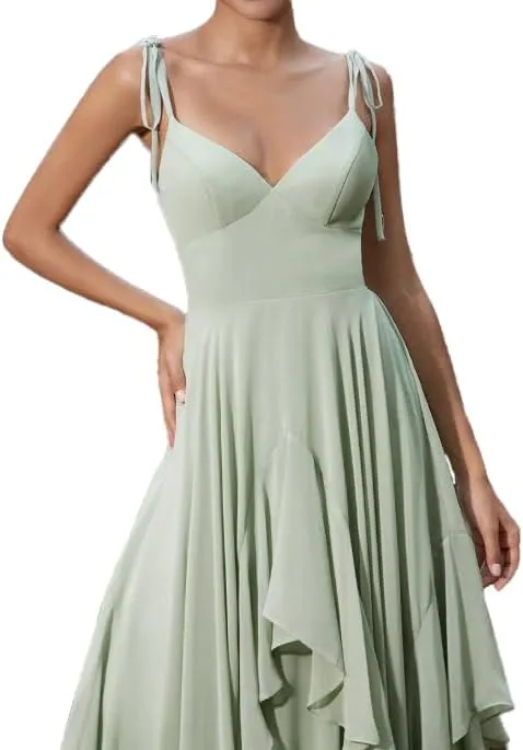Bridesmaid Dresses for Women 2024 Floor Length Chiffon Wedding Guest Dress A-line V-Neck Sleeveless Formal Gown