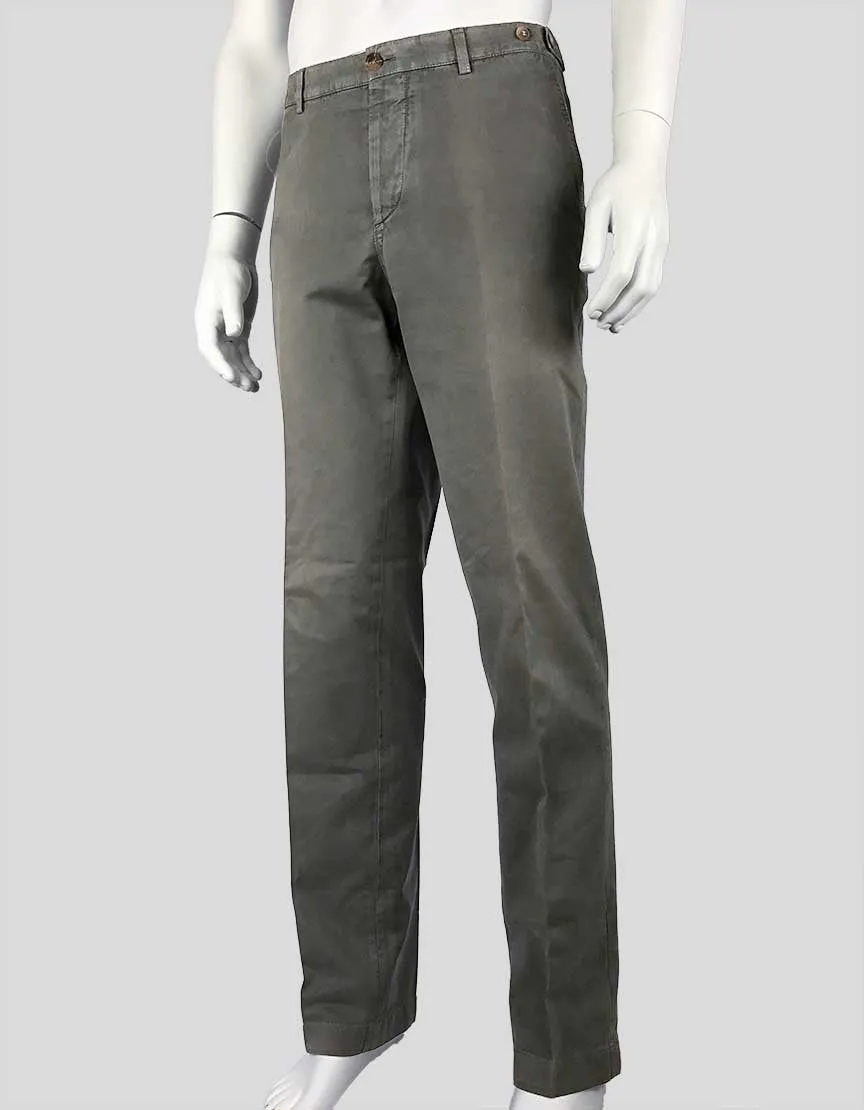 Brunello Cucinelli Olive Chinos With Four Pockets And Button Fly Front And Side Waist Button Design 52 It 38 US