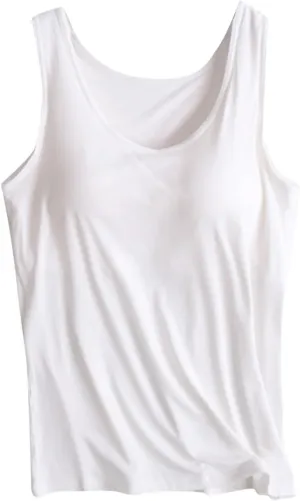 Camisole Tops for Women Summer Spaghetti Strap Basic Padded Tank Top with Built in Bra Workout Yoga Shirts