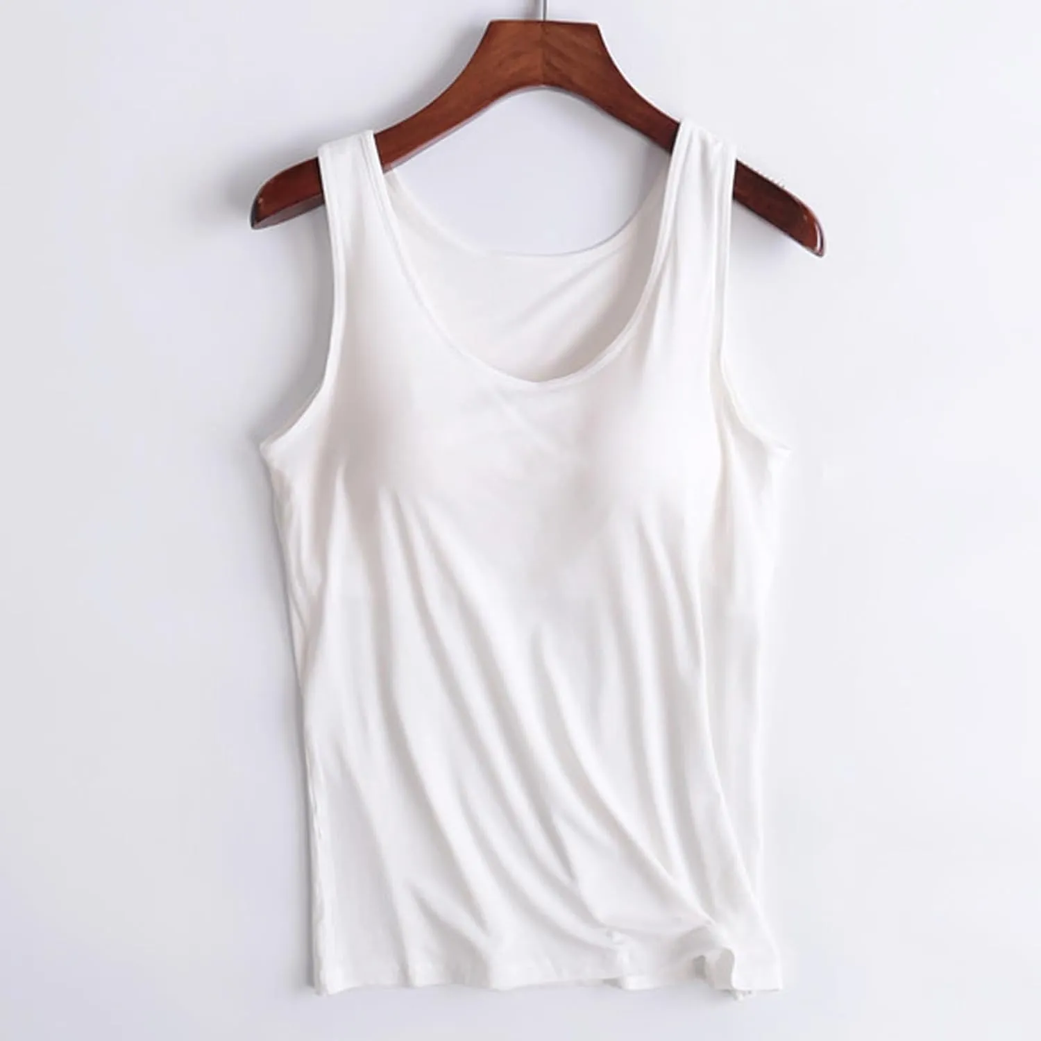 Camisole Tops for Women Summer Spaghetti Strap Basic Padded Tank Top with Built in Bra Workout Yoga Shirts