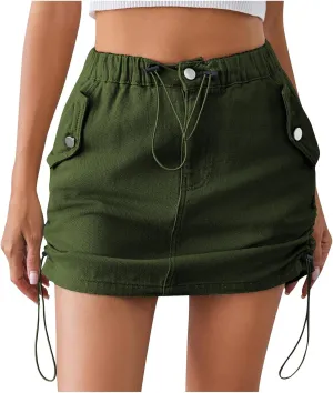 Cargo Skirts for Women Lace Up Short Mini Skirt Lightweight Quick Dry Sports Athletic Skirt Casual Bodycon Skirts