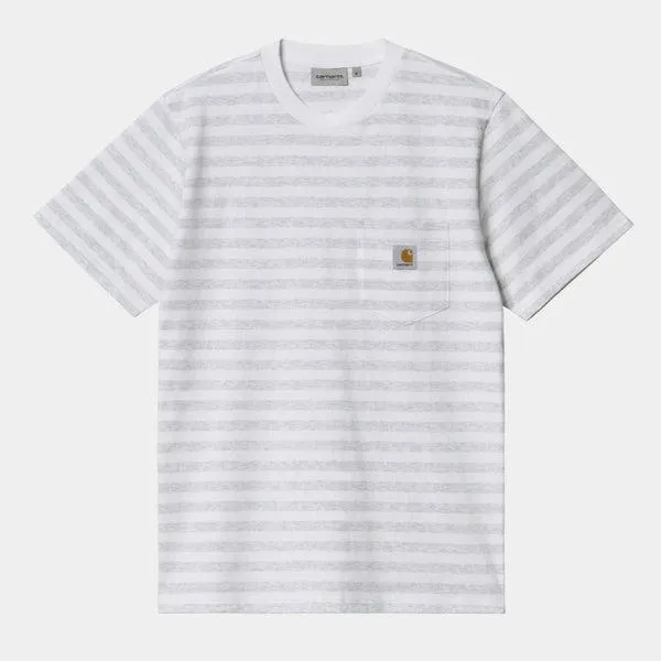 Carhartt WIP Scotty Stripe Pocket T-Shirt Ash Heather White