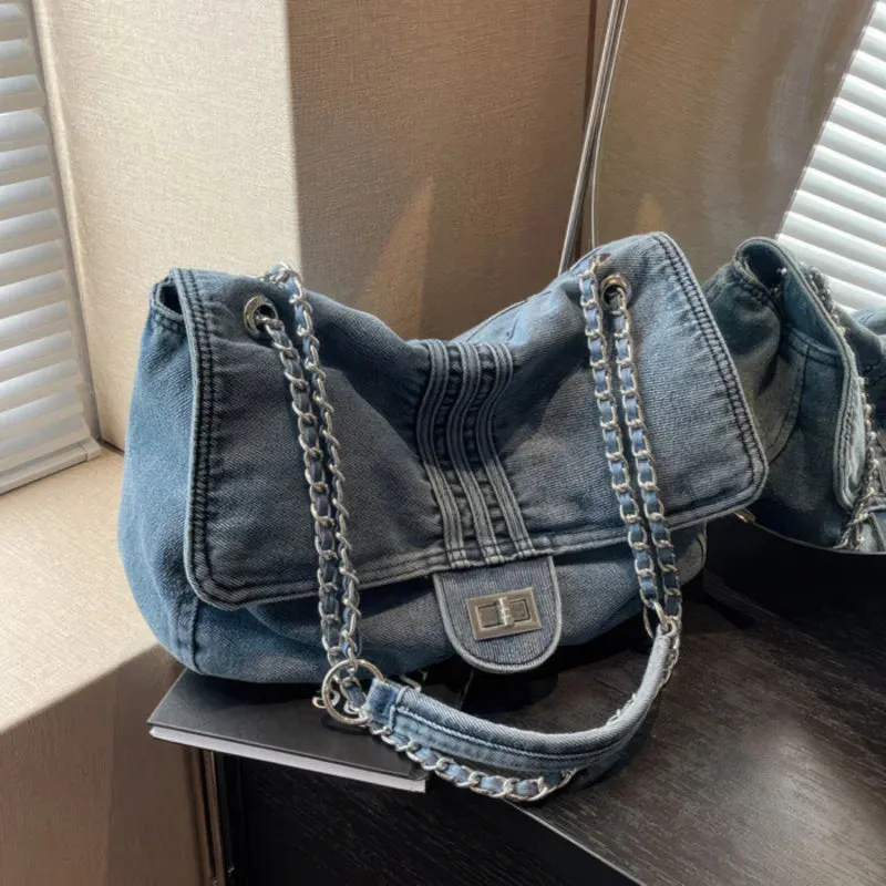 Casual denim shoulder bag