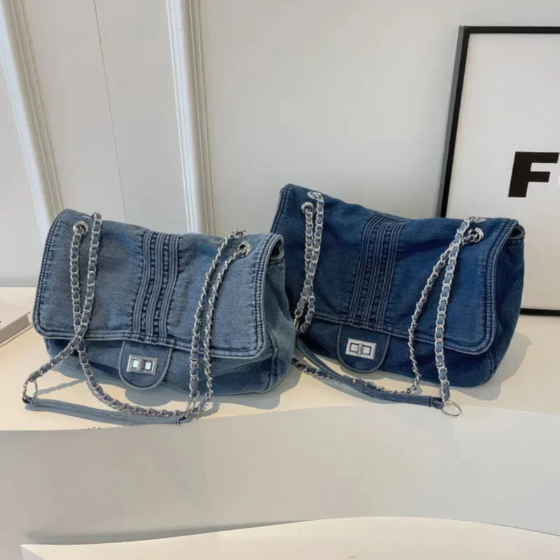Casual denim shoulder bag