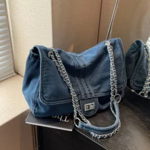 Casual denim shoulder bag
