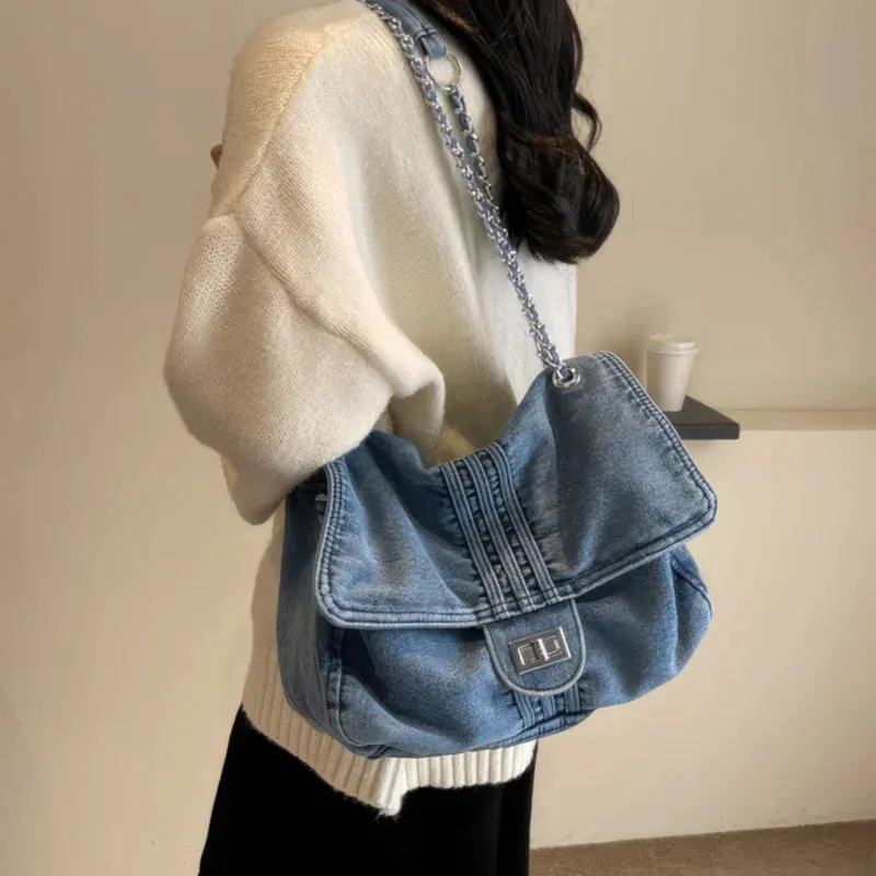 Casual denim shoulder bag