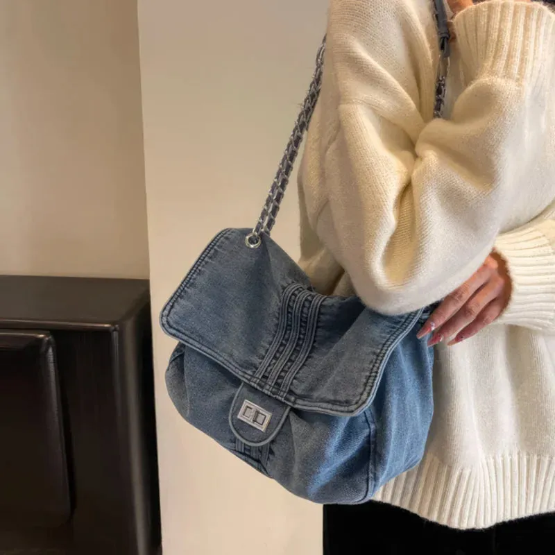 Casual denim shoulder bag