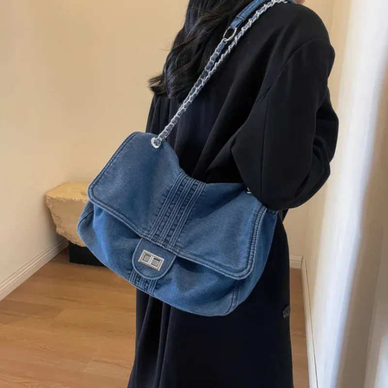 Casual denim shoulder bag