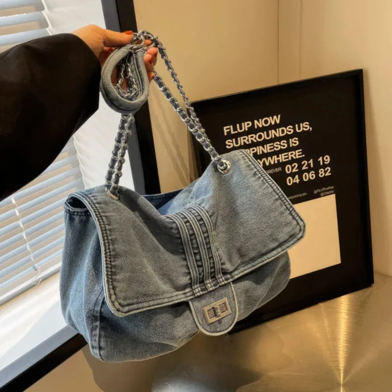 Casual denim shoulder bag