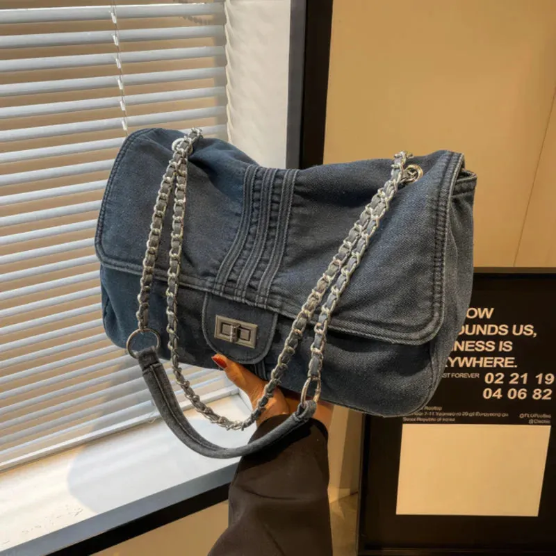 Casual denim shoulder bag