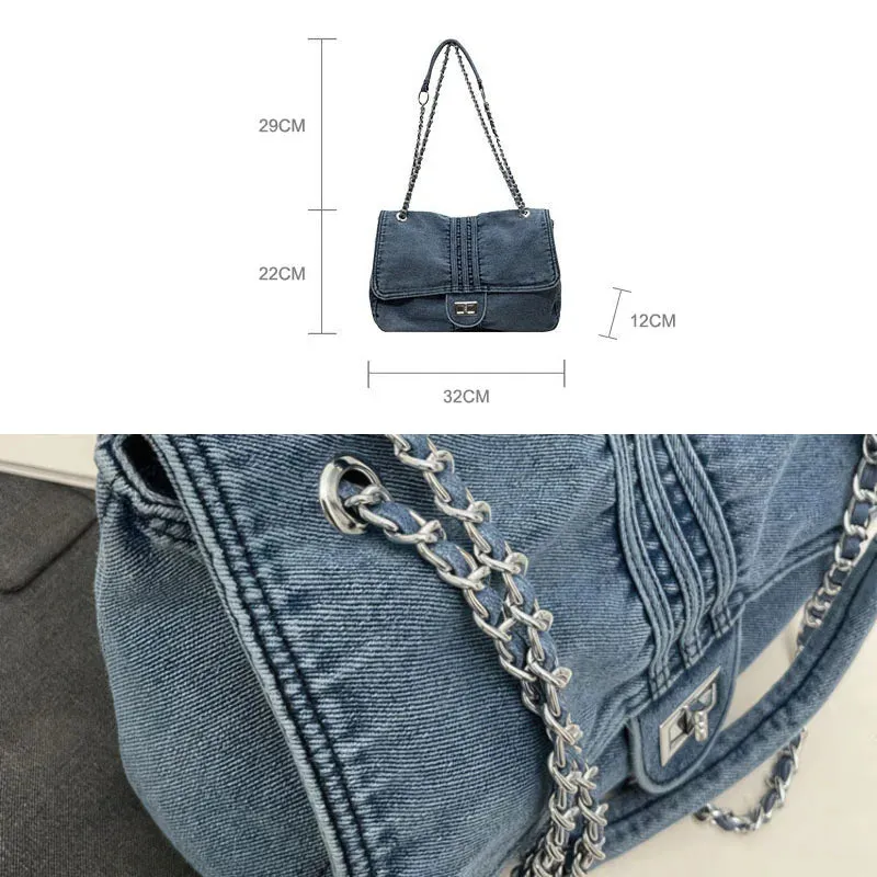 Casual denim shoulder bag