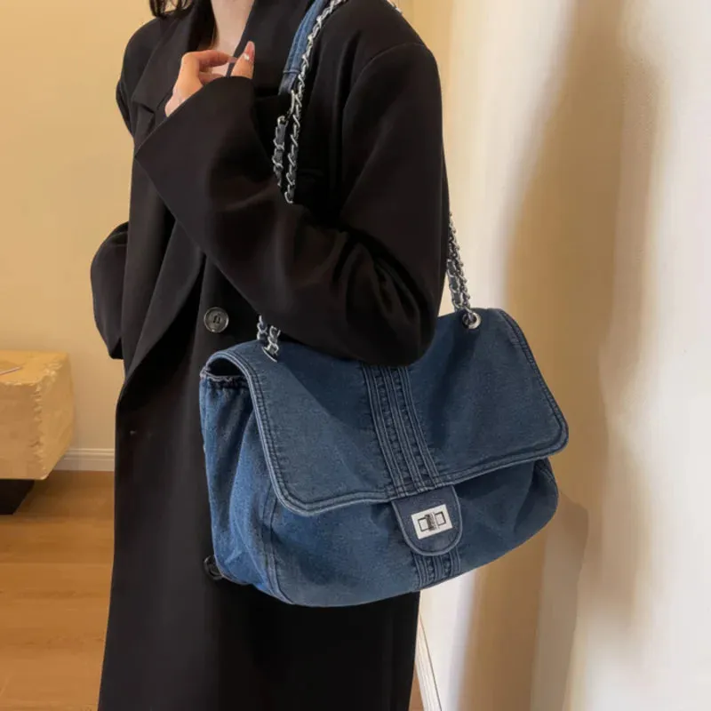 Casual denim shoulder bag
