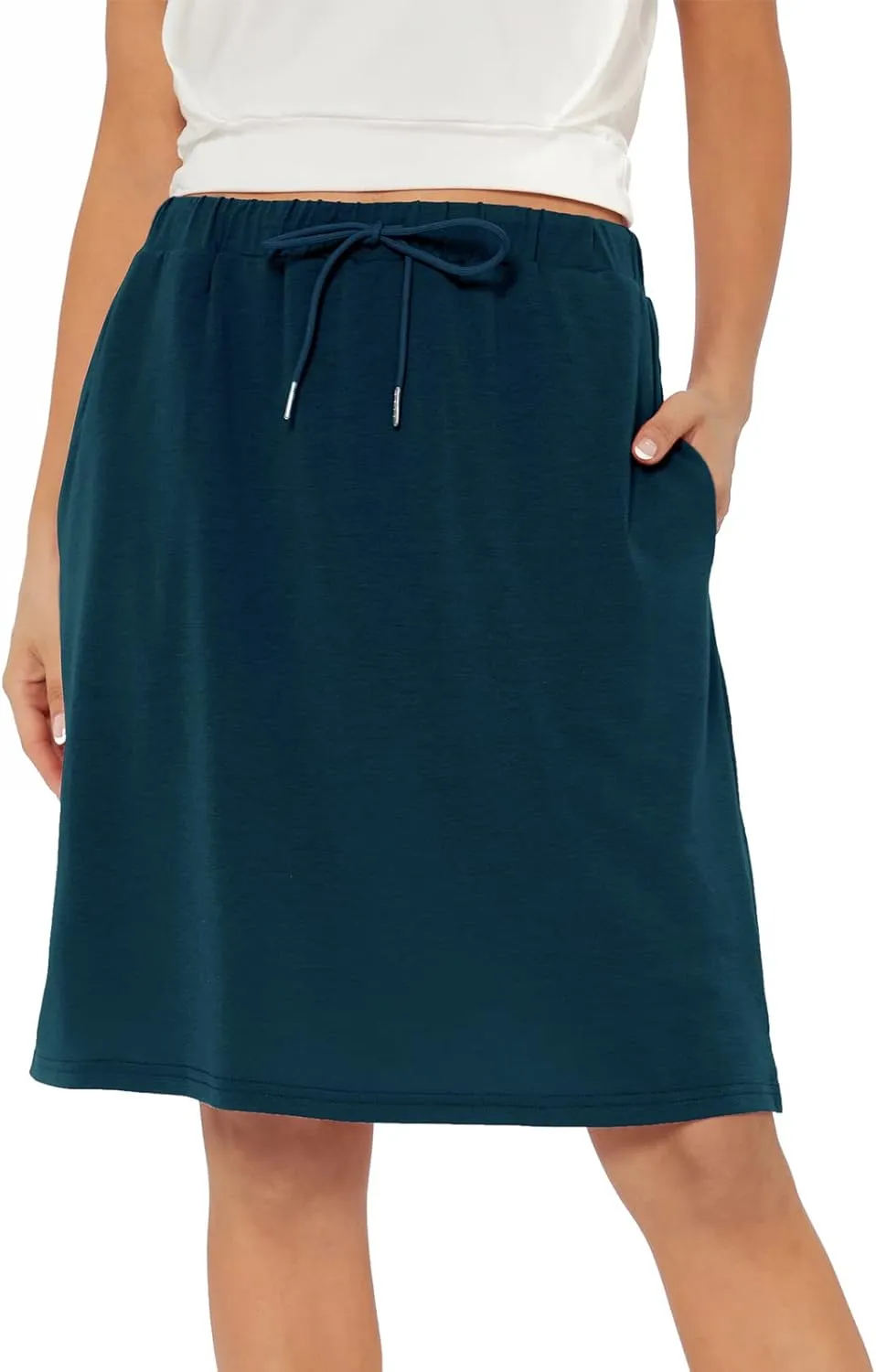 Century Star Tennis Skirts for Women with Pockets Golf Knee Length Skorts Athletic Sports Drawstring Waist Skirts with Shorts