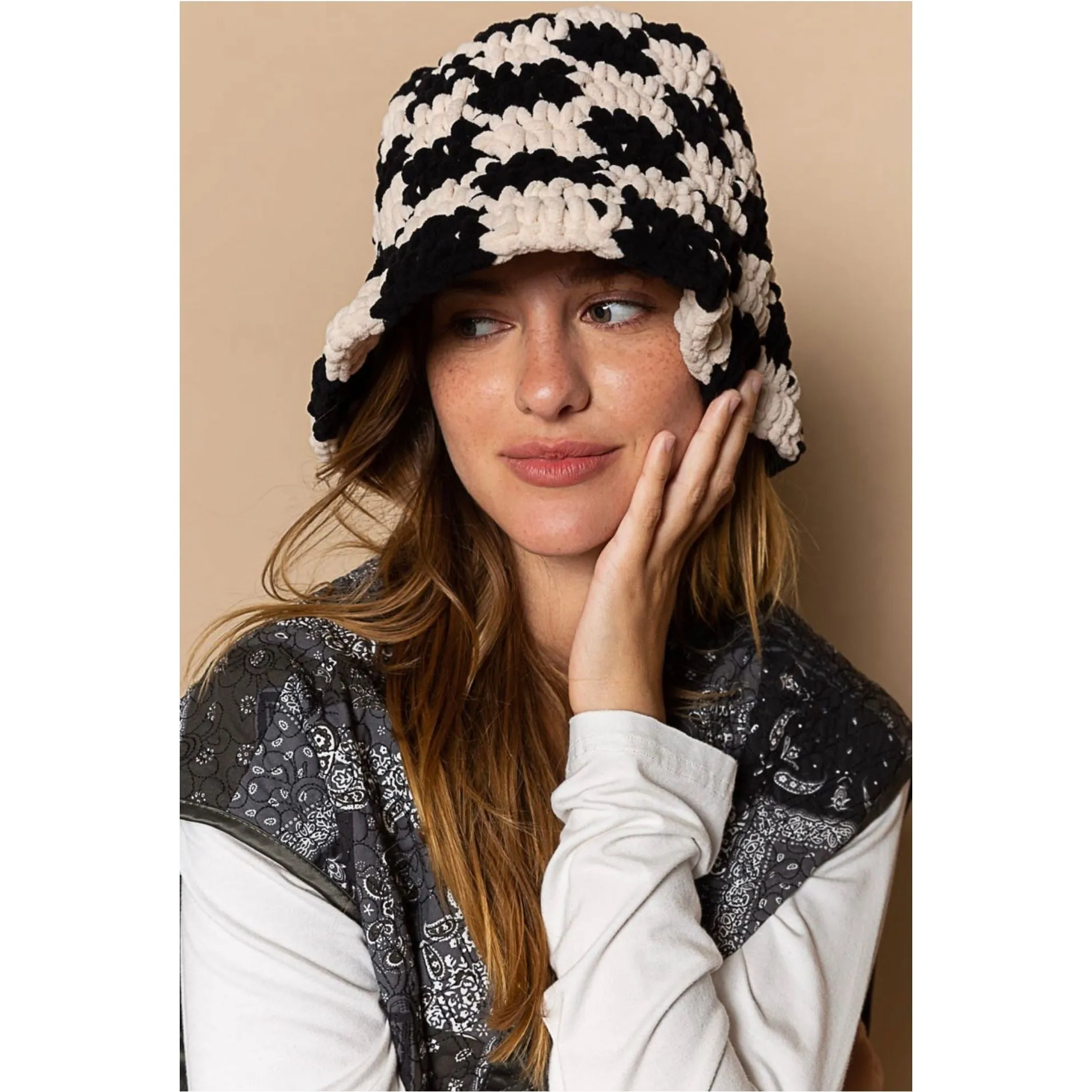 Chenille sweater hat