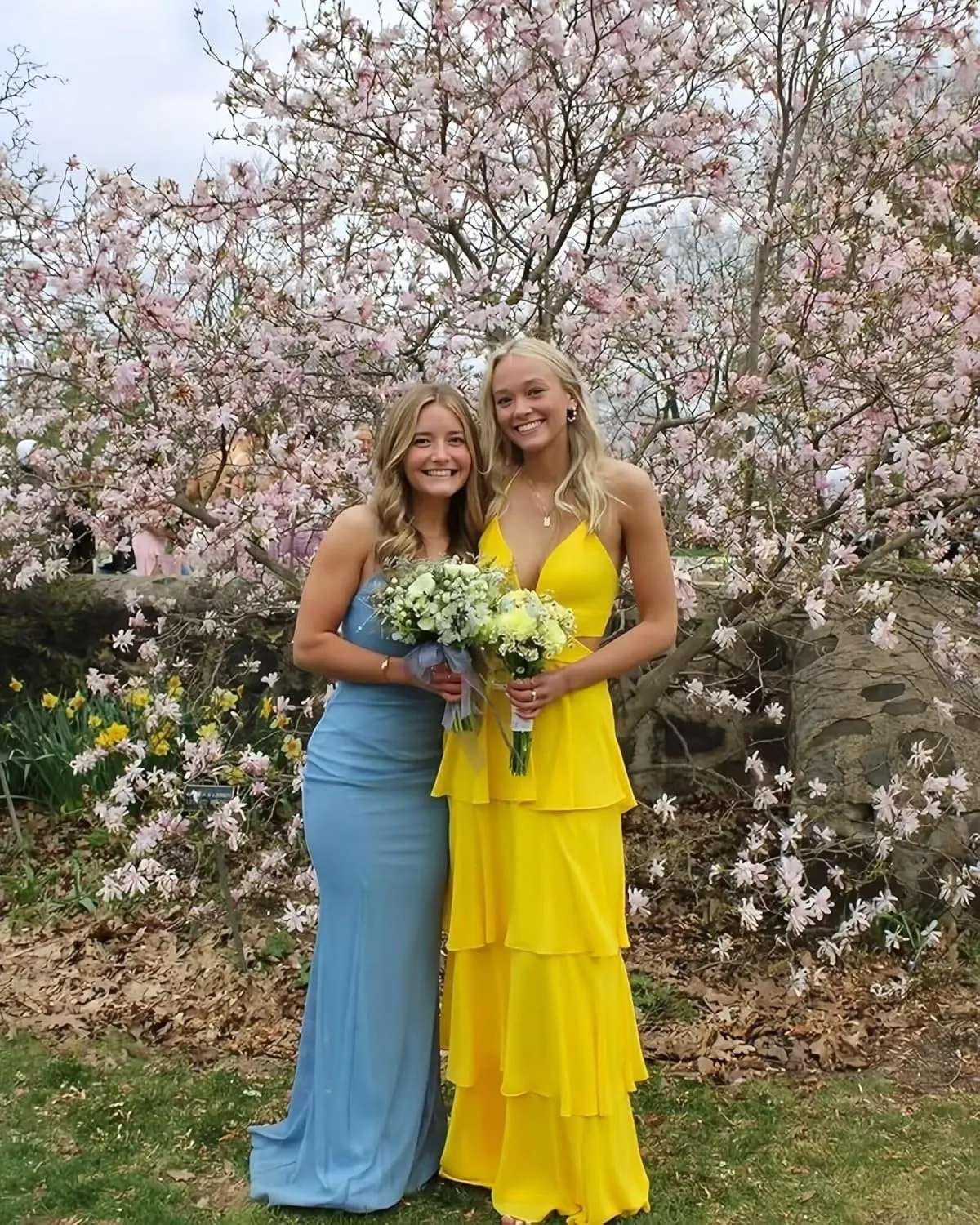 Chiffon Bridesmaid Dresses for Women Spaghetti Straps Tiered Ruffle Formal Party Dress
