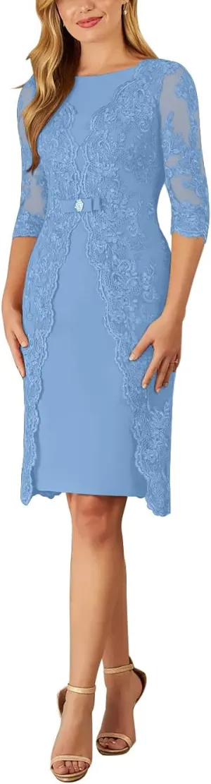 Chiffon Mother of The Bride Dresses for Women with Lace Appliques Formal Wedding Guest Dress 2024