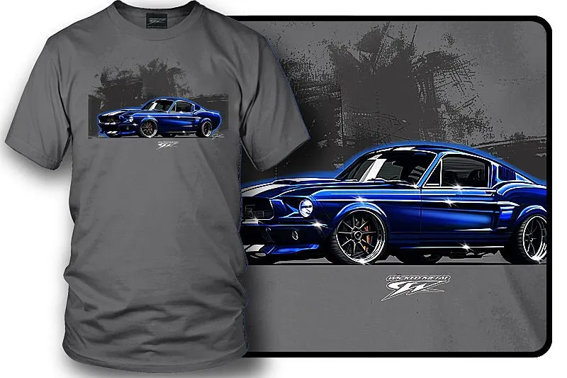Classic Mustang Shirt - 1968 Mustang Blue Fastback tee shirts