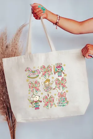 Collage Nutcracker Preppy Blossom Canvas Jumbo Tote