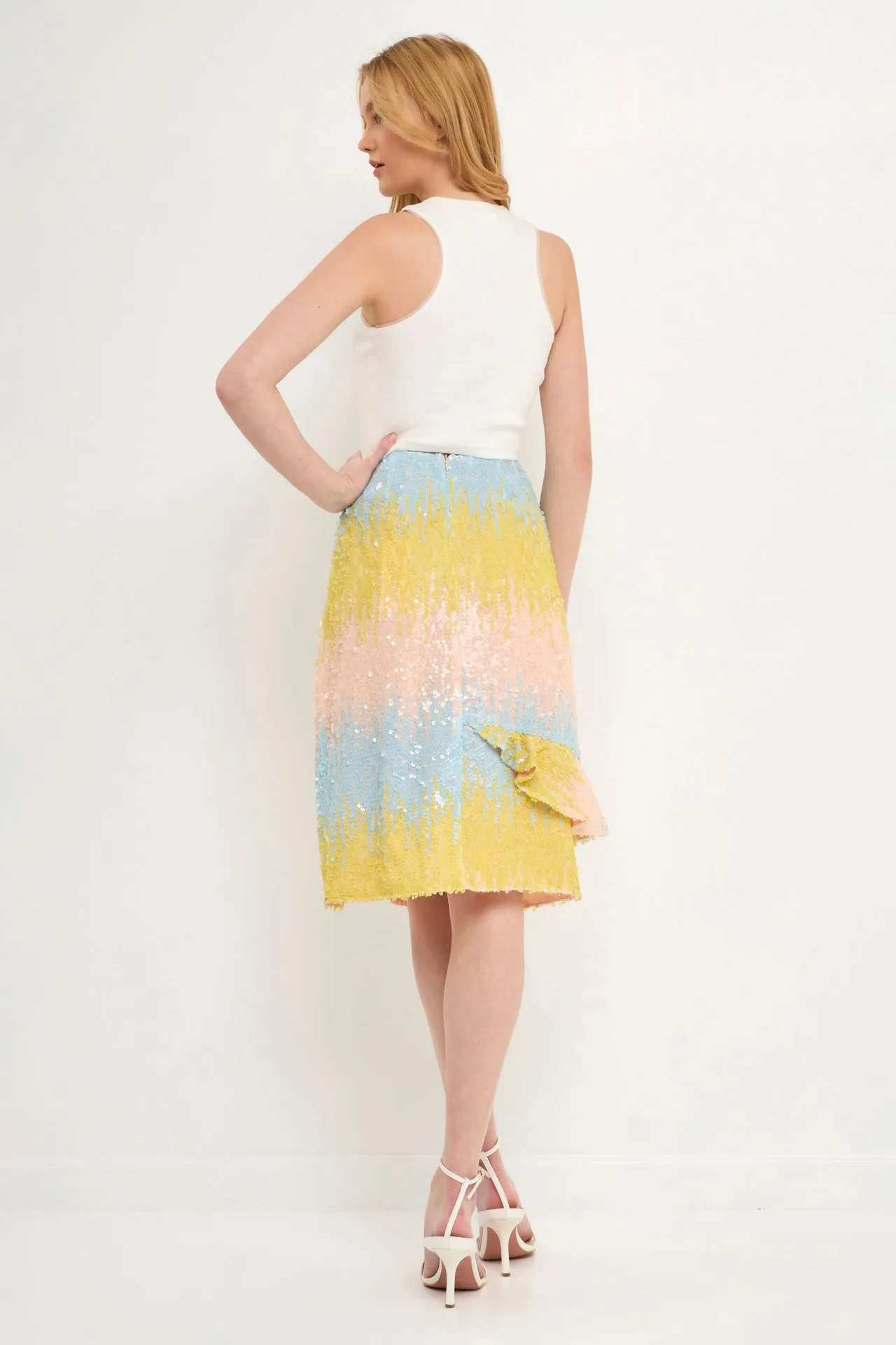 Color Block Sequin Skirt