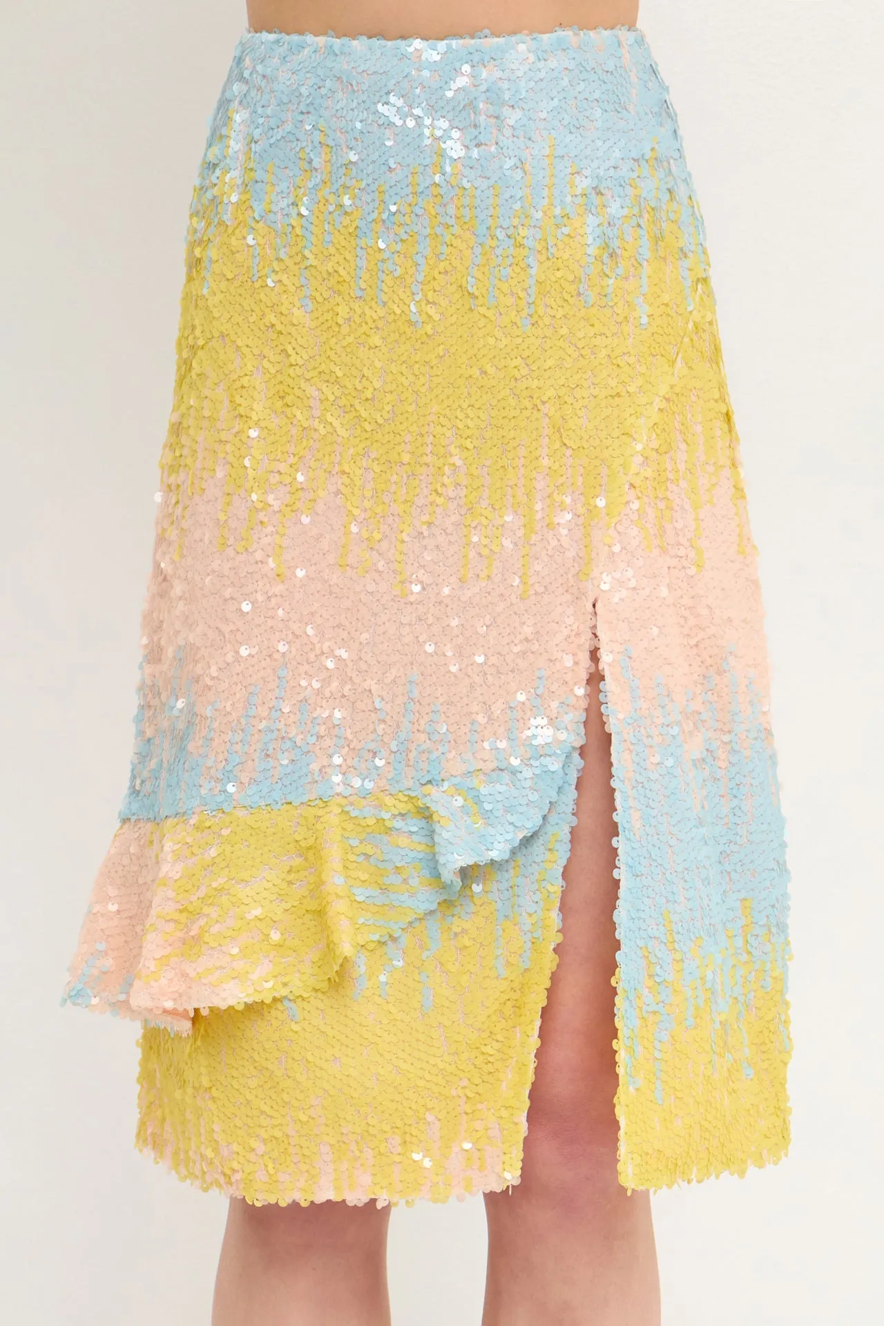Color Block Sequin Skirt