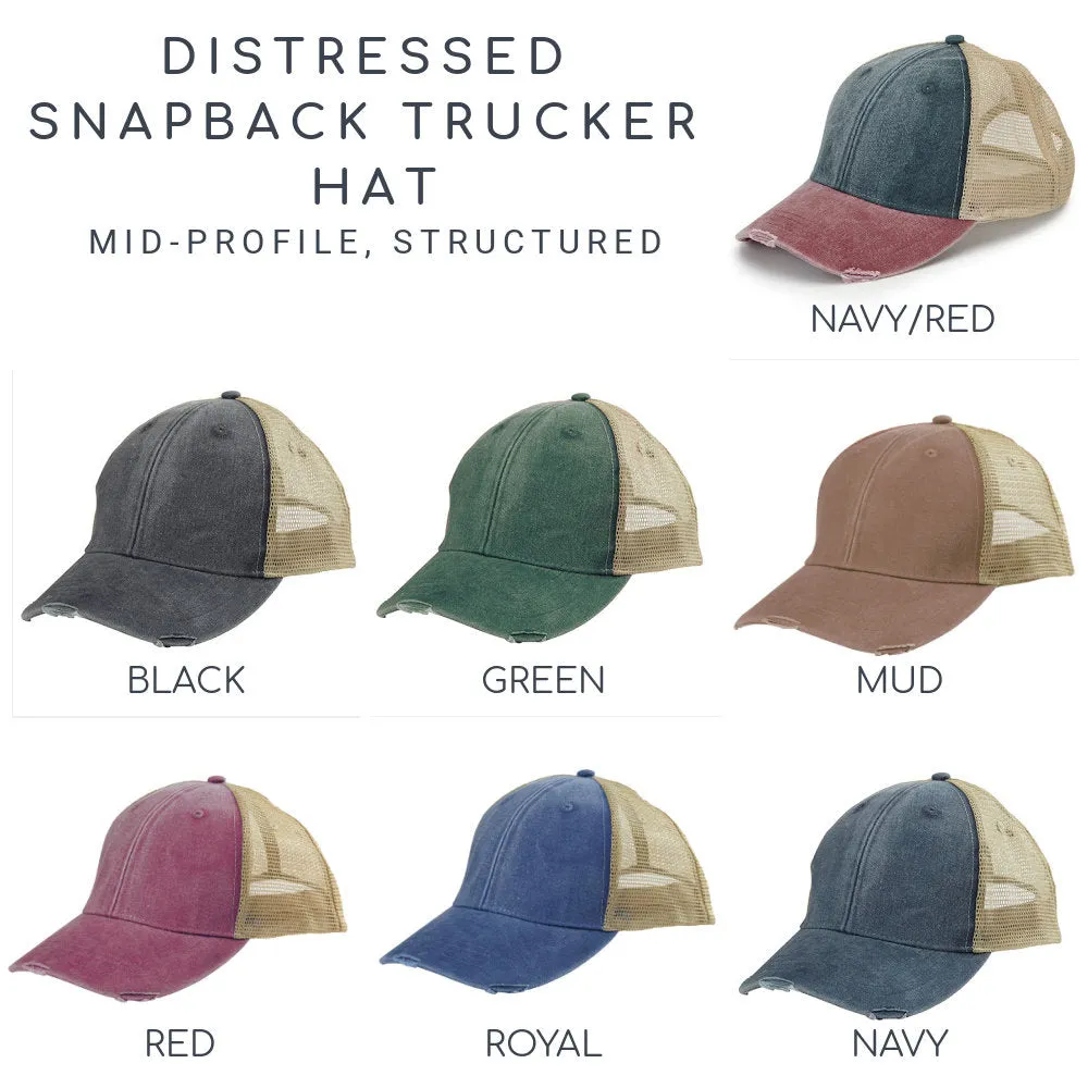 Connecticut Hat - Distressed Snapback Trucker Hat - Connecticut Arrow Compass
