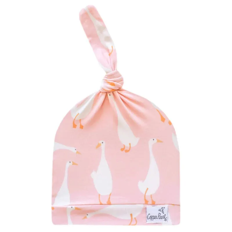Copper Pearl Goosie Top Knot Hat