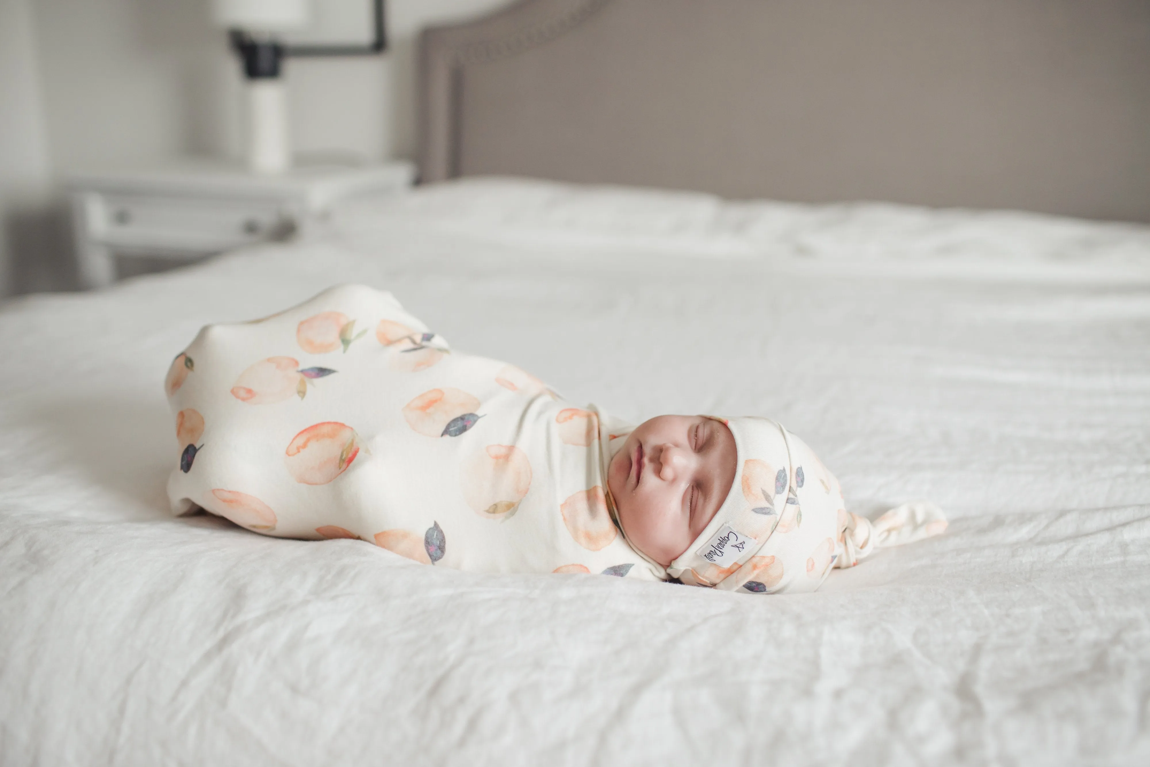 Copper Pearl Newborn Top Knot Hat - Caroline