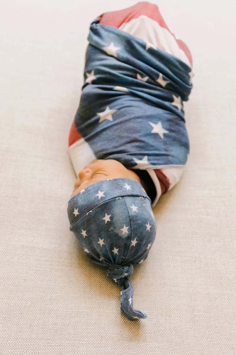 Copper Pearl Top Knot Hat-Patriot