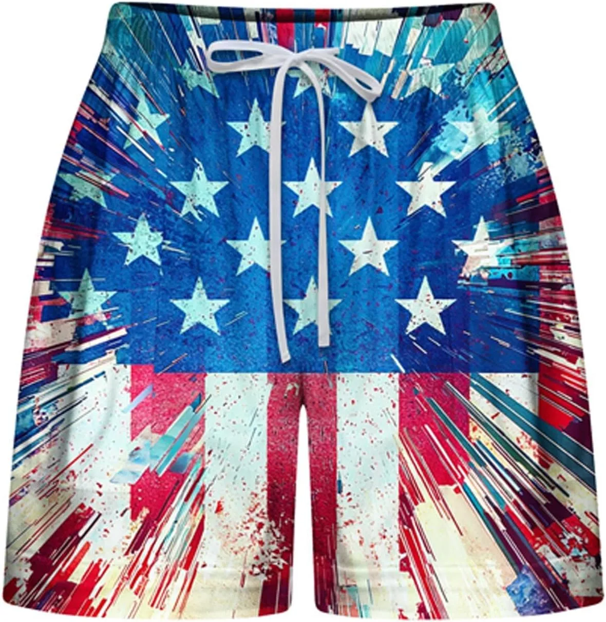 DDAPJ pyju American Flag Shorts for Women 2025 Summer Casual Drawstring High Waist Shorts Star Striped 4th of July Outfits