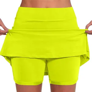 DDAPJ pyju Skorts for Women Plus Size High Waist Yoga Shorts Dressy Casual Athletic Tennis Mini Skater Skirt Basic Skort