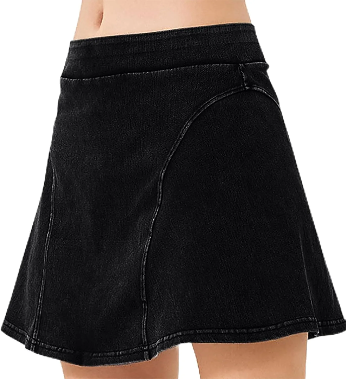DDAPJ pyju Skorts Skirts for Women Faux Denim Mini Skirt Mid Waisted Jean Skort Inner Shorts A Line Skirts Shorts Streetwear