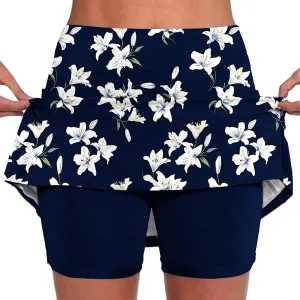 DDAPJ pyju Women Shorts Stretchy Yoga Skort Trendy Floral Print Athletic Skirts Plus Size Golf Athletic Workout Skort
