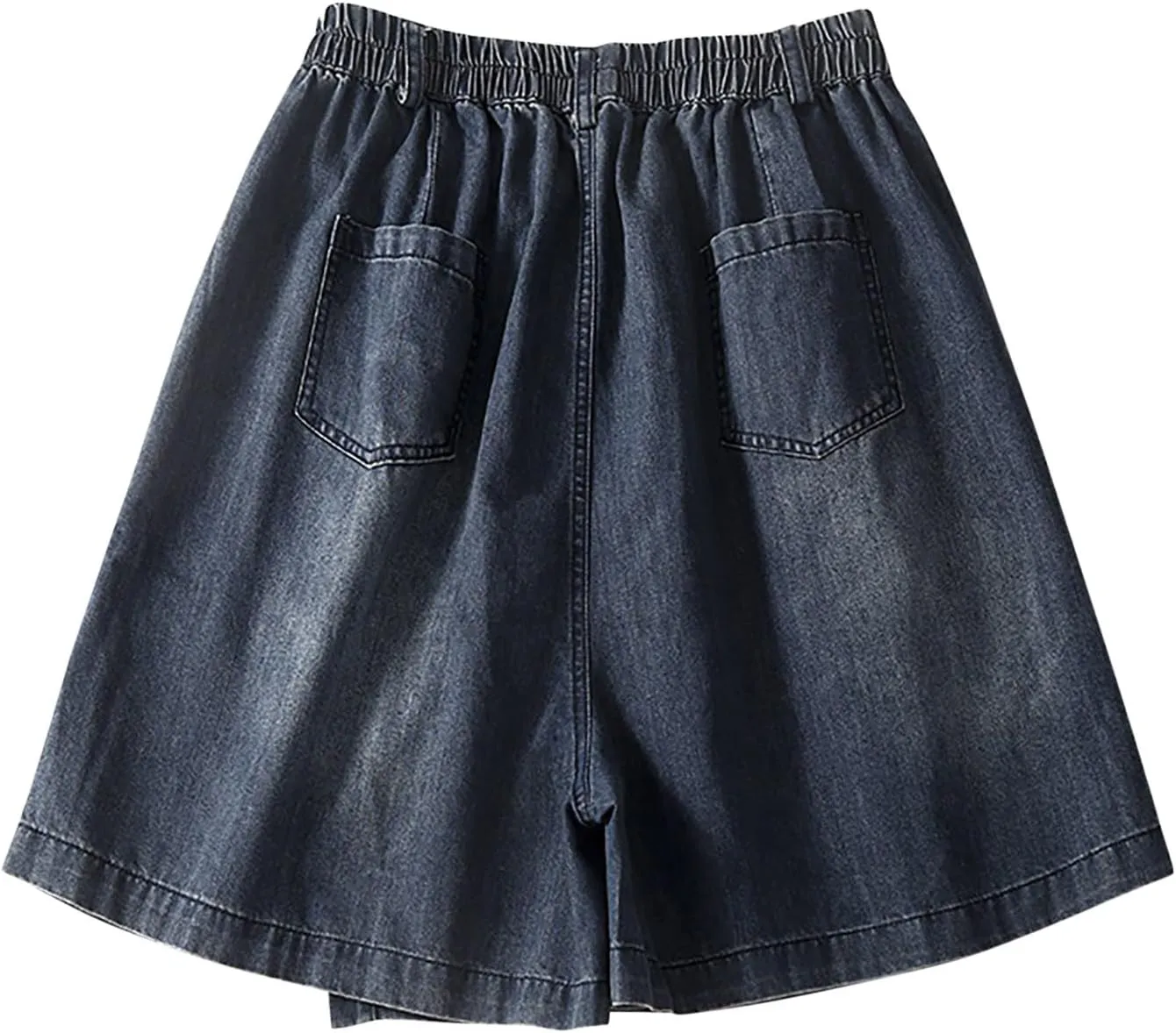 DDAPJ pyju Women's Denim Skort Wrap Hem Jean Mini Skirt Summer Casual Elastic High Waisted Shorts with Pockets Streetwear