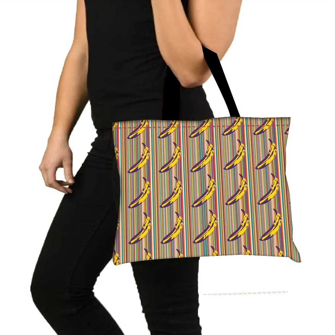 Designer Tote Bag With Zip Beach Gym Travel Bags -  Banana Pop Art