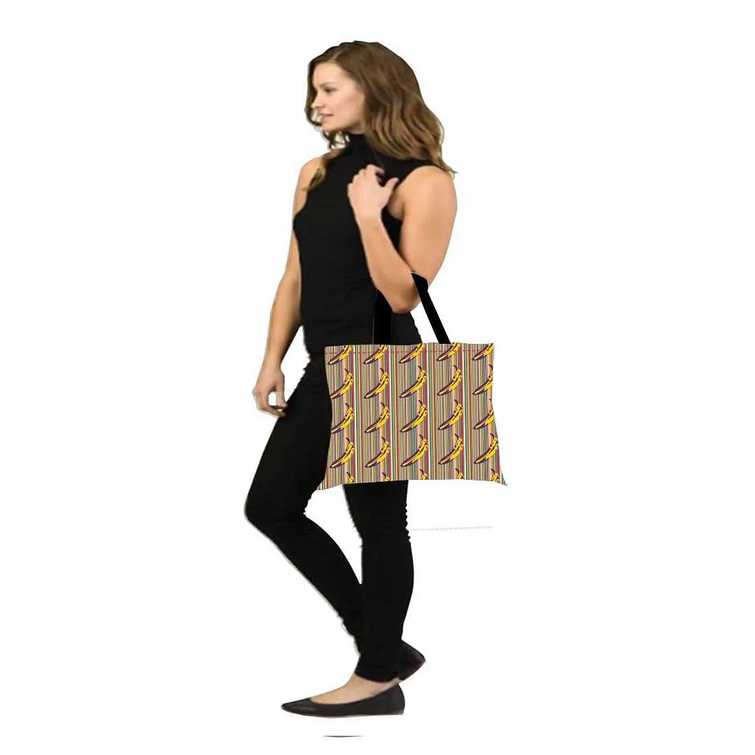 Designer Tote Bag With Zip Beach Gym Travel Bags -  Banana Pop Art