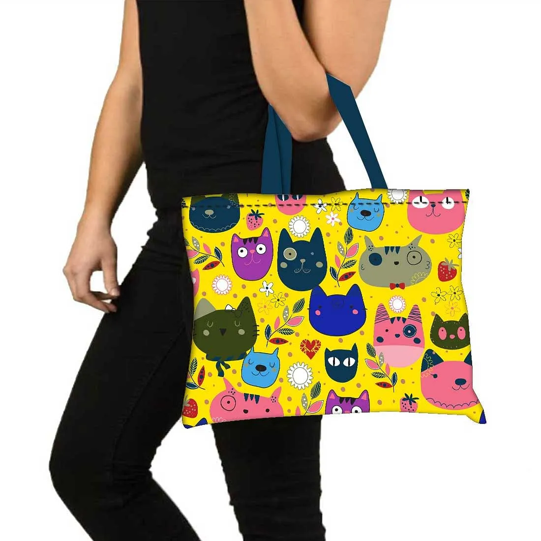 Designer Tote Bag With Zip Beach Gym Travel Bags -  Cats Everywhere