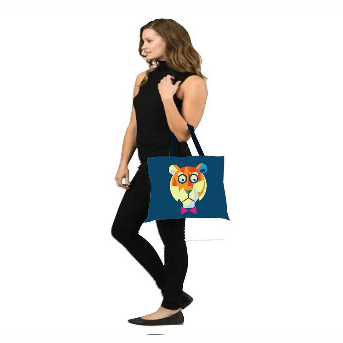 Designer Tote Bag With Zip Beach Gym Travel Bags -  Tiger Hipster