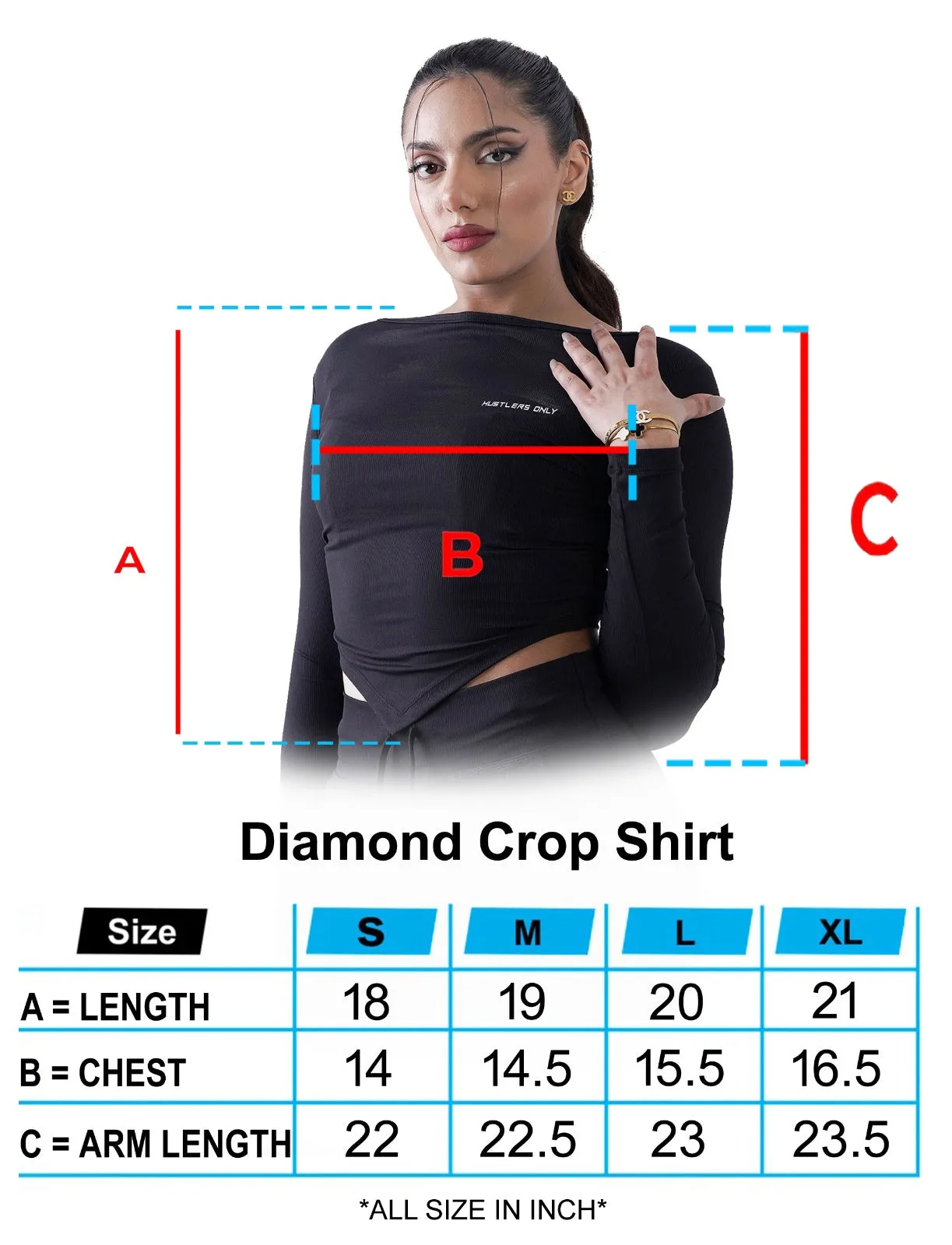 Diamond Crop Shirt - Black
