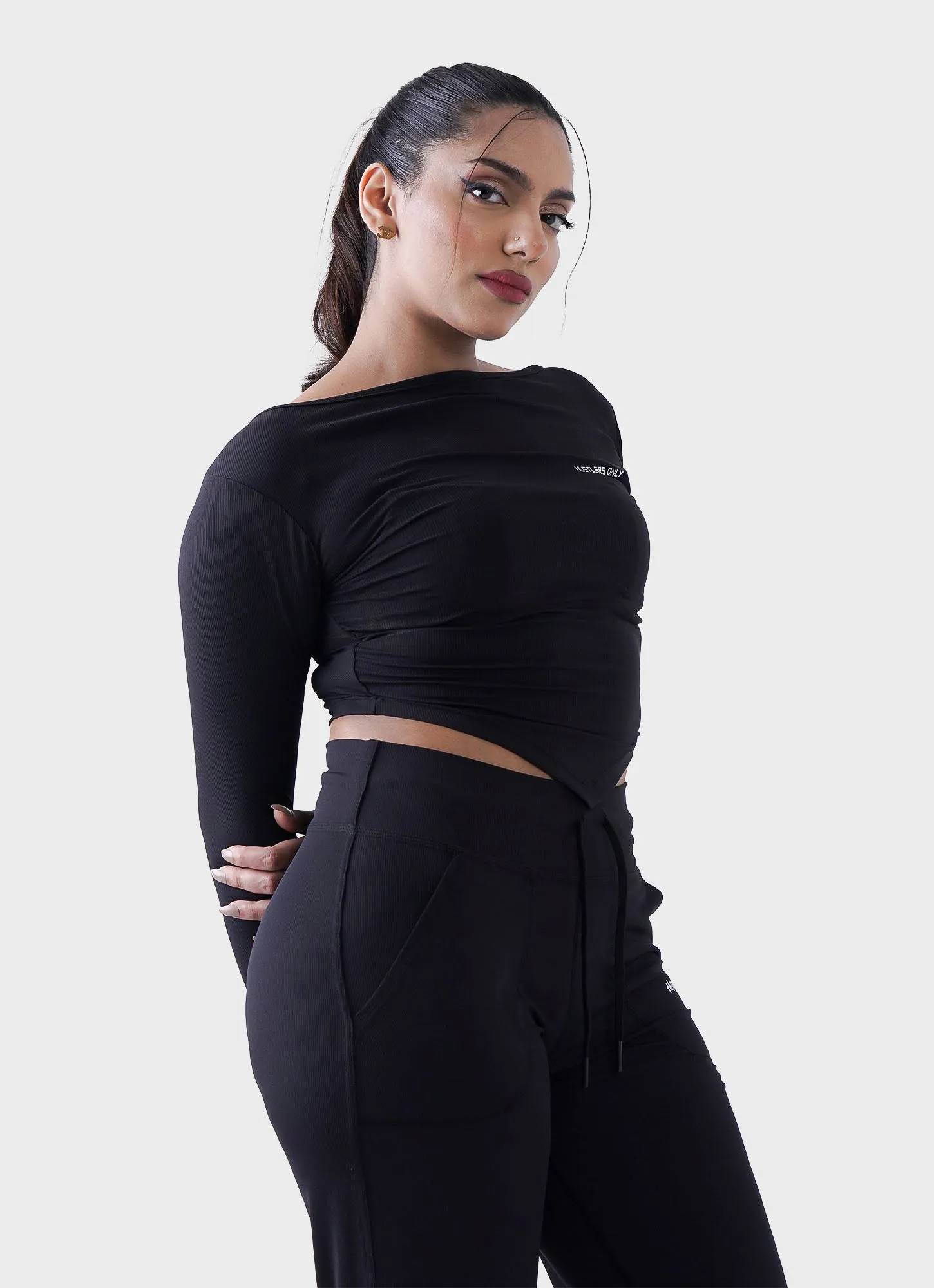 Diamond Crop Shirt - Black