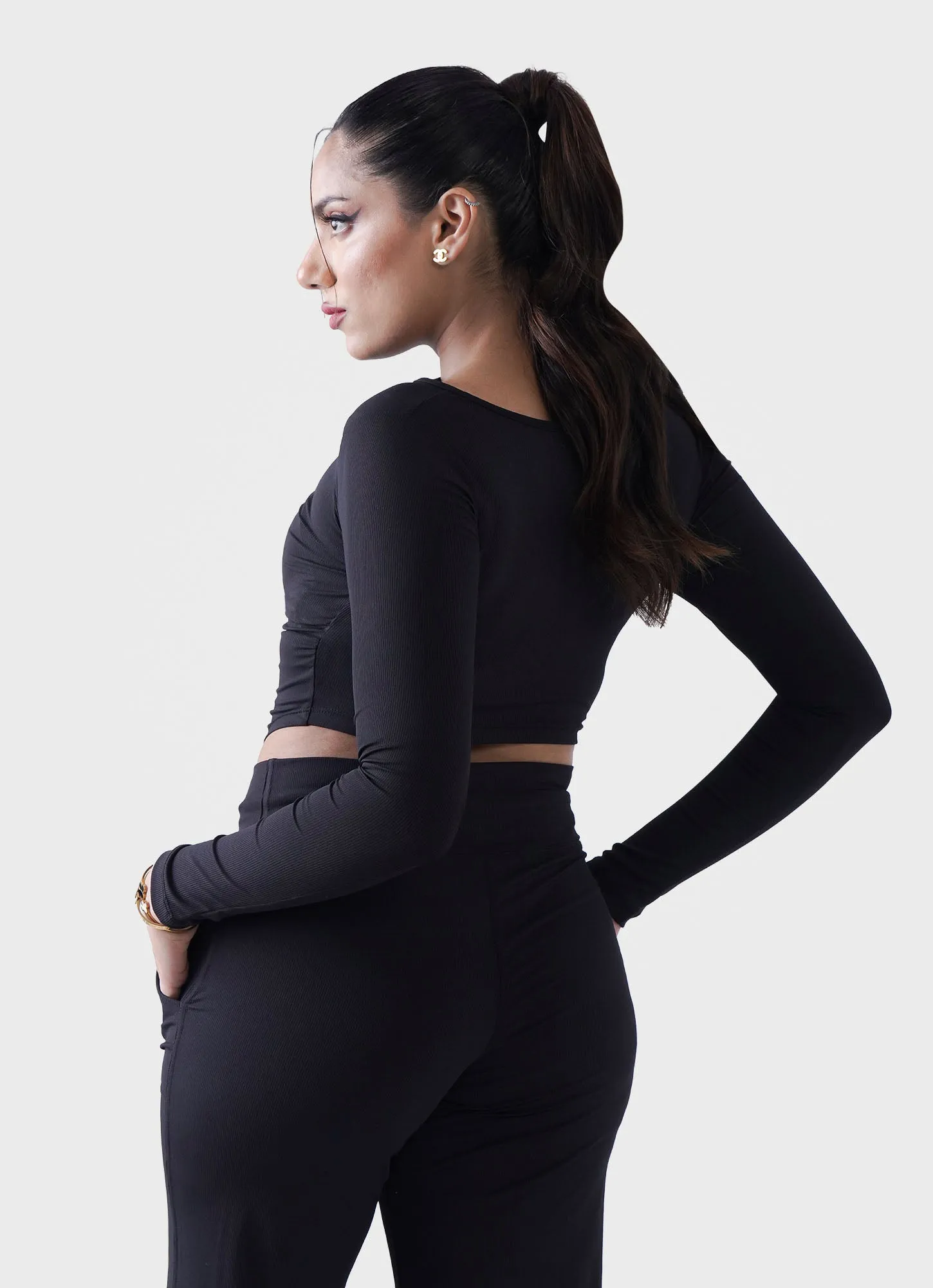 Diamond Crop Shirt - Black