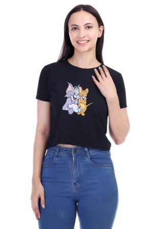 DK FASHION Women's  Women Solid Round Neck Pure Cotton Tom Black T-Shirt