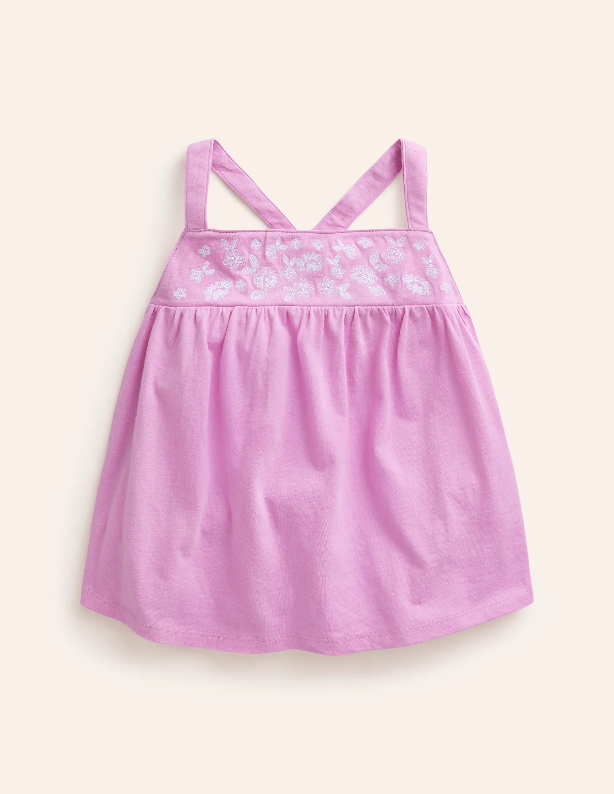 Embroidered Jersey Vest-Cosmos Pink