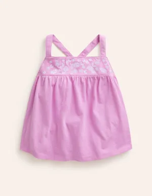 Embroidered Jersey Vest-Cosmos Pink